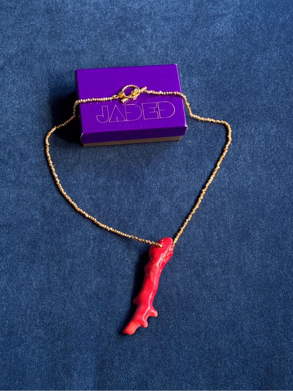 Vintage 22k gold‎ plated Jaded Jewels NY Coral Necklace